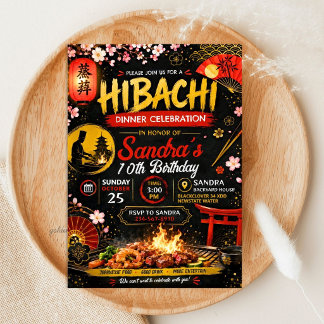 Invitation Anniversaire Hibachi Japonais - Thème Grillade
