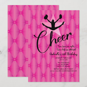 Invitation Anniversaire iridescent lumineux de pom-pom girl