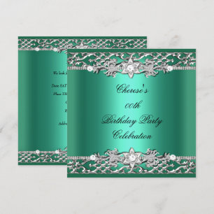 Invitation Anniversaire Jade Green Silver Diamond
