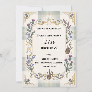 Invitation Anniversaire Jalons Fleur Bleu Vert