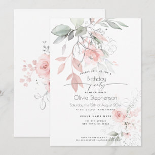 Invitation Anniversaire   Joli Roses de chalet rose