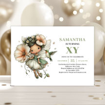 Invitation Anniversaire Jolie Fée Fille Vert Pouss