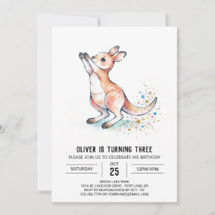 Invitation Anniversaire Kangourou qui saute
