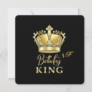 Invitation Anniversaire King Gold Couronne Royal Monogramme L