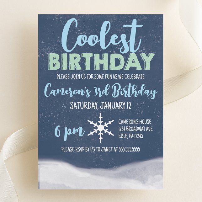 Invitation Anniversaire le plus frais Flocon de neige hiver F (Créateur téléchargé)