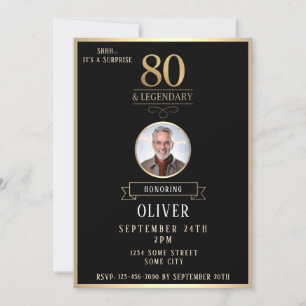 Invitation Anniversaire légendaire et 80 ans élégant noir et