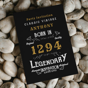 Invitation Anniversaire Légende N'importe quelle année Black