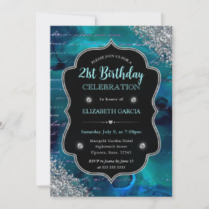 Invitation Anniversaire Lettres de Sirène Paillett