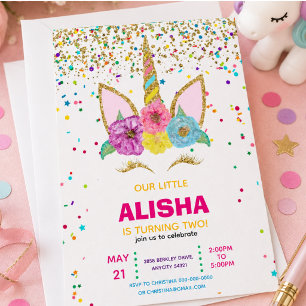 Invitation Anniversaire Licorne 1er Anniversaire