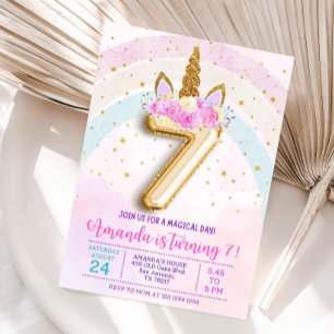 Invitation anniversaire licorne 7 ans, Septième mo