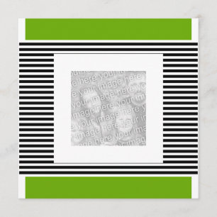 Invitation Anniversaire Lime Vert Black Stripe Pho