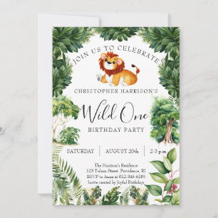 Invitation Anniversaire Lion Jungle Wild One 1er