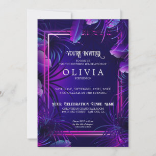 Invitation Anniversaire   Liquide tropicale violet de néon