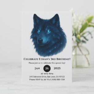 Invitation Anniversaire Loup Étoile Mystique