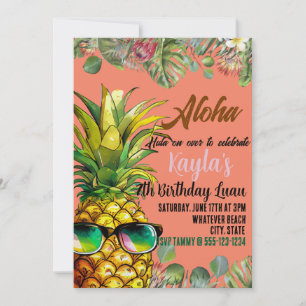 Invitation Anniversaire Luau Custom Kids