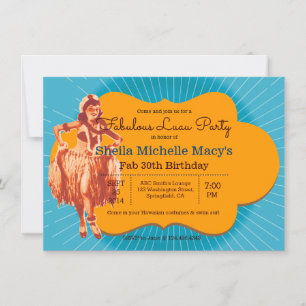Invitation Anniversaire Luau Party Retro Style Pinup