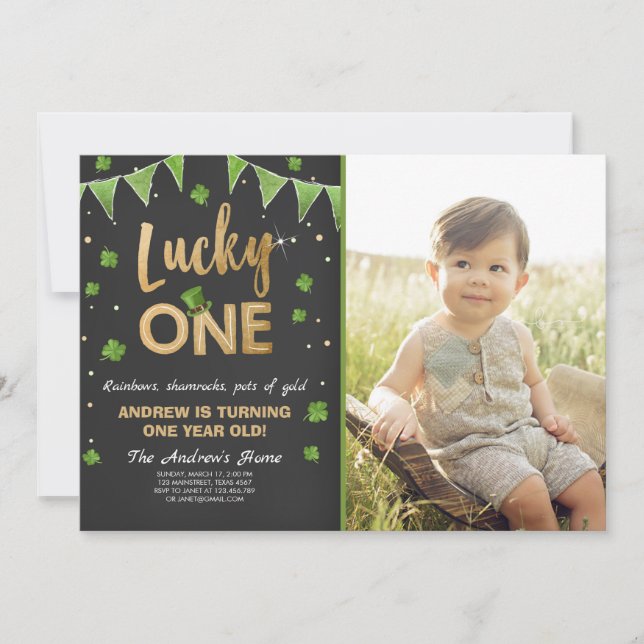 Invitation Anniversaire Lucky One First Birthday G (Devant)