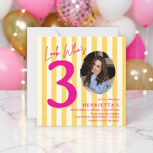 Invitation anniversaire Magenta ludique 3 rayure p
