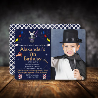 Invitation Anniversaire magique avec thème Photo Magicien per