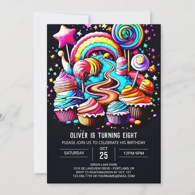 Invitation Anniversaire magique de Candyland (Devant)