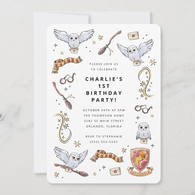 Invitation Anniversaire Magique de la Sorcière Hedwig (Devant)