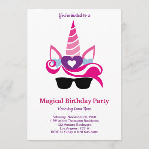 Invitation Anniversaire magique de licorne