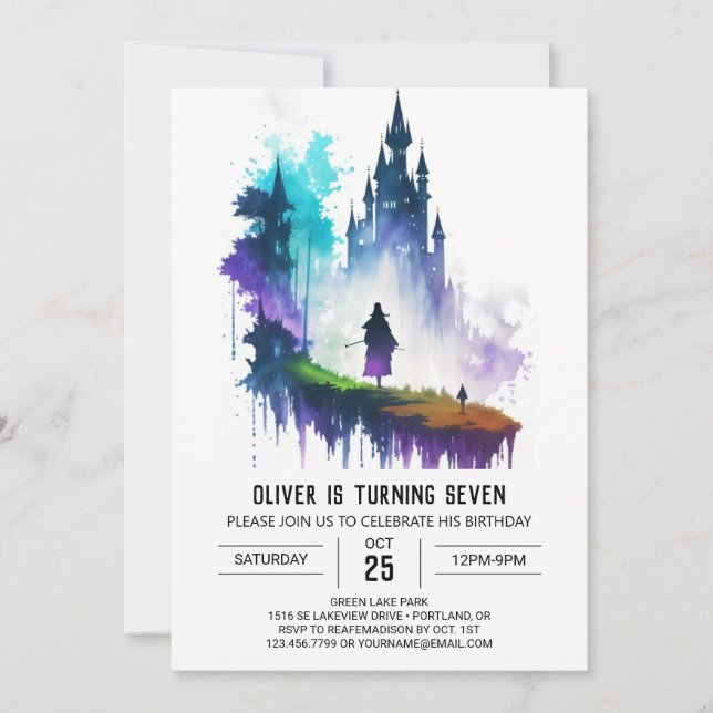Invitation Anniversaire magique de Little Wizard (Devant)