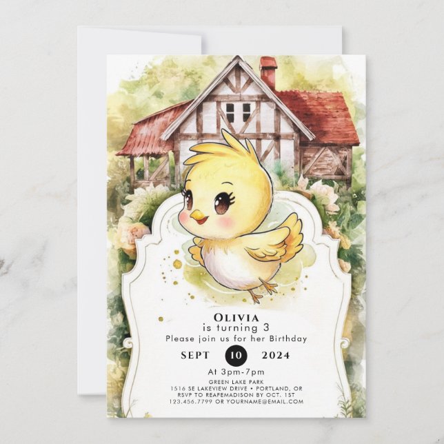 Invitation Anniversaire magique du petit poulet (Devant)