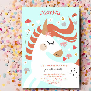 Invitation Anniversaire magique et fantaisiste de licorne pou