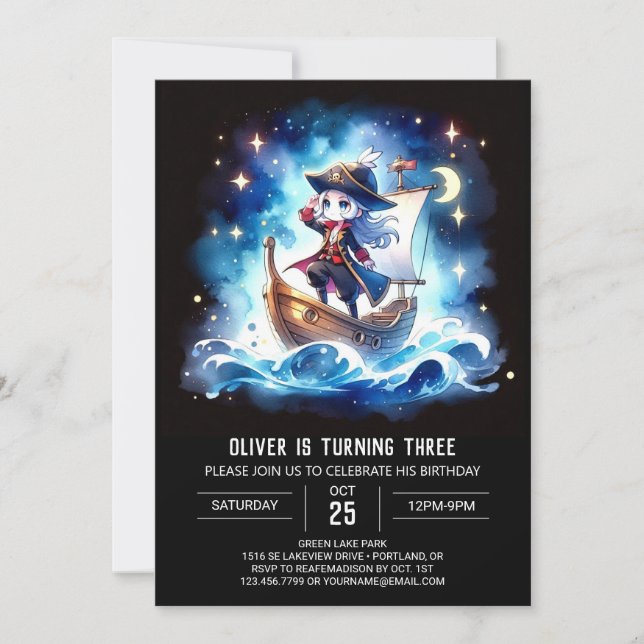 Invitation Anniversaire Magique Pastel Pirate (Devant)