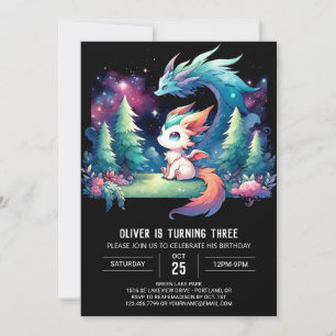 Invitation Anniversaire Majestic Minimaliste de Dragon
