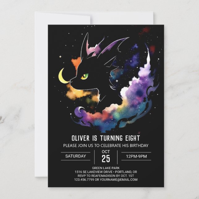 Invitation Anniversaire majestueux de Whimsy Dragon (Devant)