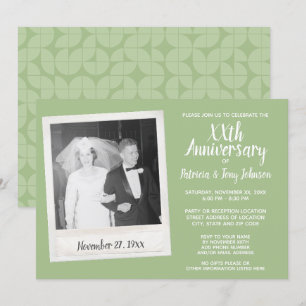 Invitation Anniversaire mariage avec photo Vintage - sauge