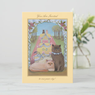 Invitation Anniversaire mariage Chat Couple Jaune
