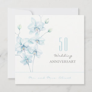Invitation Anniversaire Mariage de l'Orchidée Bleue Douce 50