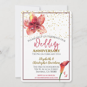 Invitation Anniversaire mariage Floral Lily
