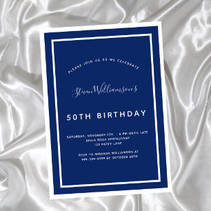Invitation Anniversaire marine bleu blanc minimaliste homme g