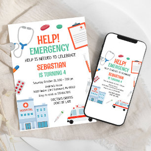 Invitation Anniversaire Médecin Urgence Médicale Enfant Infir