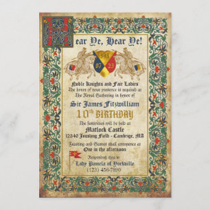Invitation Anniversaire médiéval du manuscrit des Chevaliers