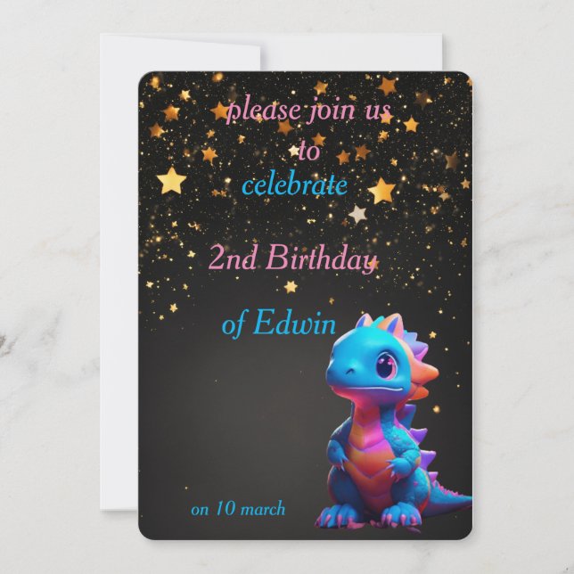 Invitation anniversaire mignon bébé dinasaur (Devant)