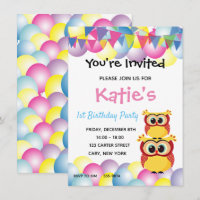 Anniversaire mignon de hibou de bébé d'enfants