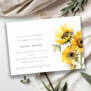 Invitation Anniversaire minimal du Mariage de tournesol rusti
