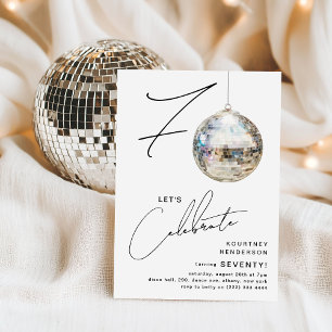 Invitation Anniversaire Minimaliste 70 ans Soirée Disco Boule