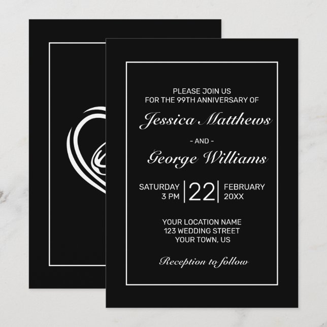Invitation Anniversaire minimaliste blanc moderne (Devant / Derrière)