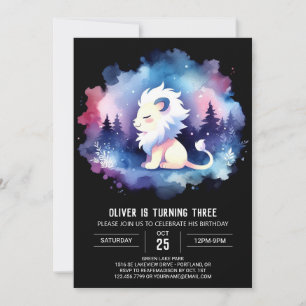 Invitation Anniversaire minimaliste du lion mignon