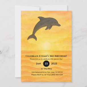 Invitation Anniversaire minimaliste du sable dauphin