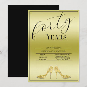Invitation Anniversaire Moderne de 40 ans de Stiletto Tendanc