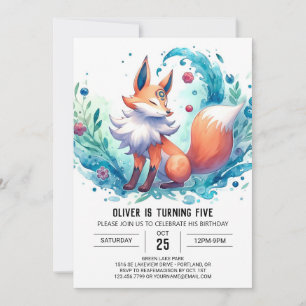 Invitation Anniversaire moderne du renard boisé