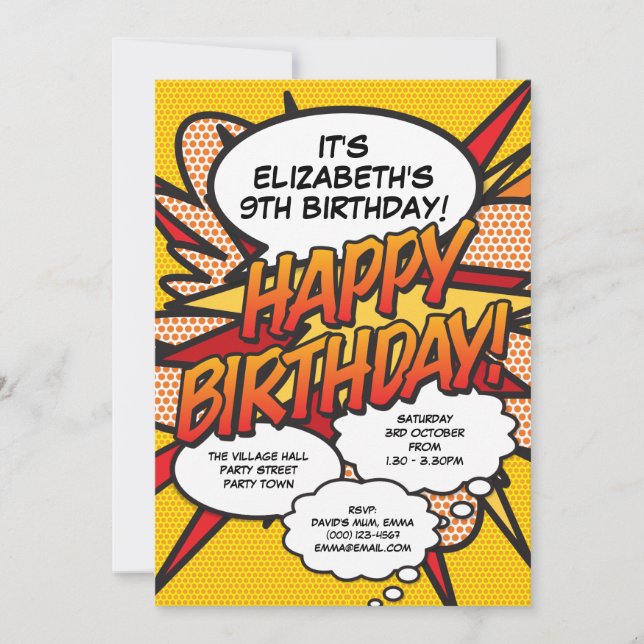 Invitation anniversaire moderne et amusante pour t (Devant)