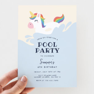 Invitation Anniversaire Moderne Licorne Arc-en-Ciel Fête d'ét